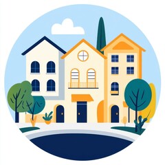 Charming Village Houses on a Sunny Day