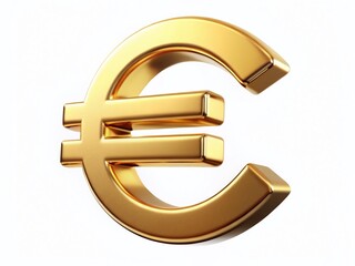 Fototapeta premium Golden Euro Symbol Clock, Candid Close-up, White Background Stock Photo