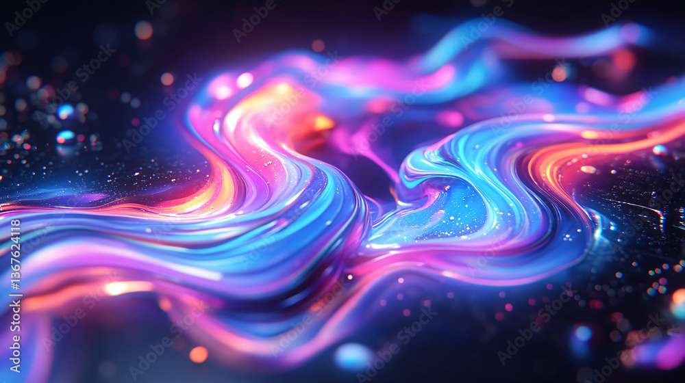 Poster colorful swirl of vibrant pigments creating dynamic patterns on a dark background captured in an art