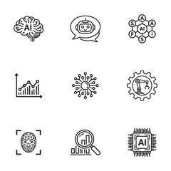 Obraz premium AI and Machine Learning Icons set.