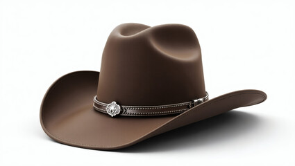 Classic Brown Cowboy Hat with Ornate Silver Band