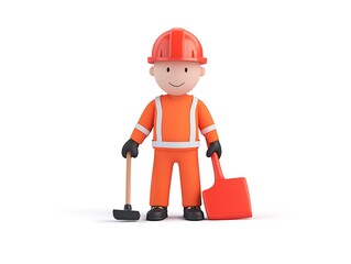 construction worker with hammer 3D icon