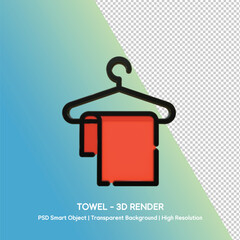 Red Towel on Hanger 3D Render Icon
