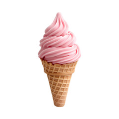 Delightful pink soft serve ice cream in waffle cone, perfect for sweet treat