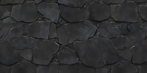 Obraz premium Dark Irregular Stone Wall Texture Seamless Pattern