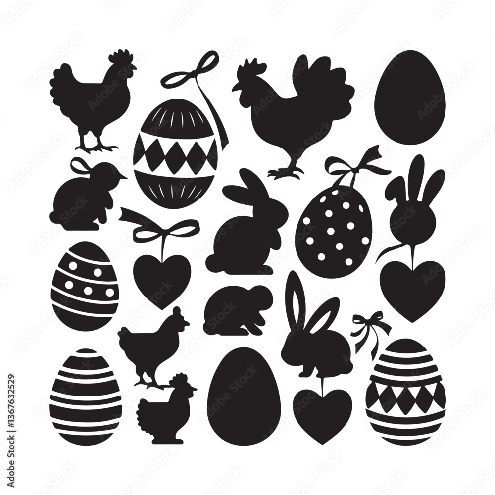 Fototapete  Easter egg icon, vector. Broken Easter egg silhouette symbol elements. Set of decorated ester eggs vector. Ester eggs shell. Egg shell and egg icon set. Vector illustration.
