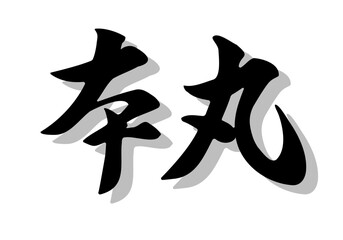 筆文字，本丸，行書，毛筆，墨，影，