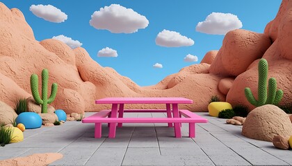 Pink Picnic Desert Scene