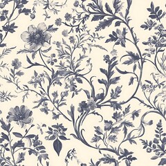 Fototapeta premium Elegant Vintage Floral Pattern on Cream Background for Home Décor