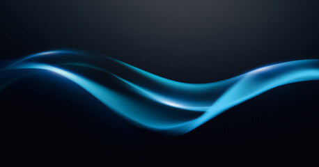 Electric Blue Stream. A Fluid and Luminous Ribbon of Motion Glowing Elegantly in the Dark, Symbolizing Modernity, Power, and Technological Grace