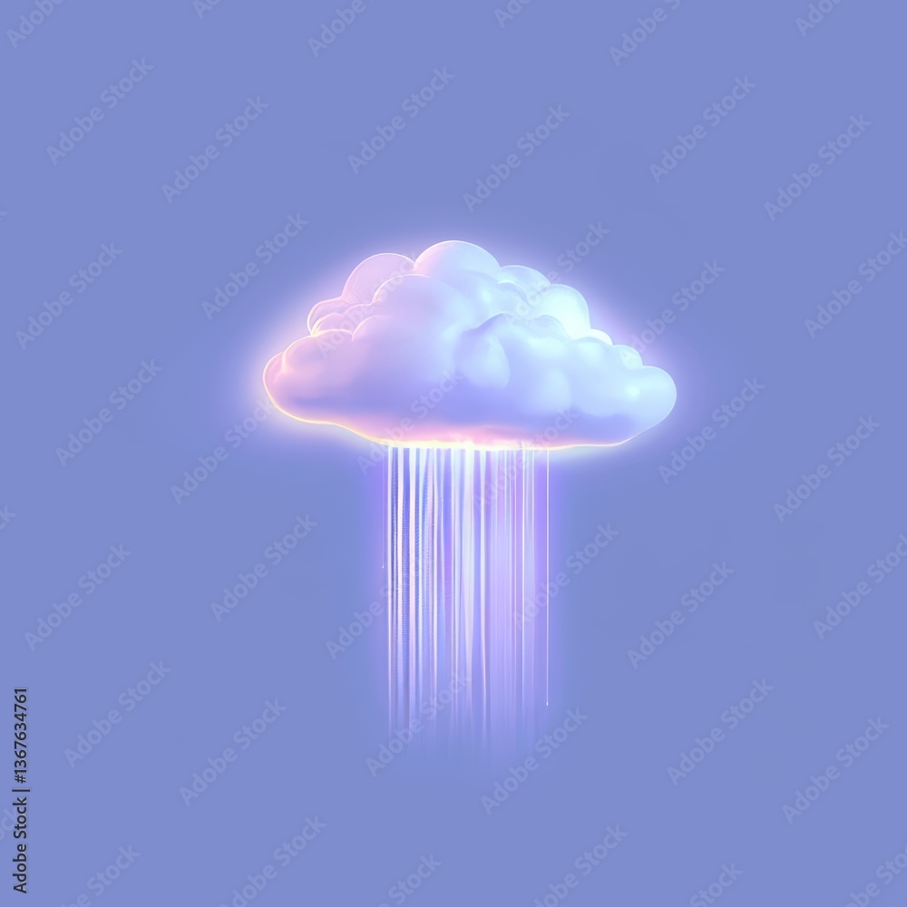 Poster an isometric illustration of a stylized cloud with digital data patterns serves as a visual represen