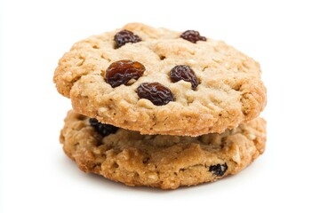 Delicious homemade oatmeal raisin cookies stacked on top of each other with a warm, inviting appeal isolated on transparent background