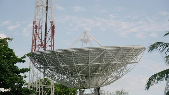 AFN Radio satellite communication dish on Diego Garcia, British Indian Ocean Territory