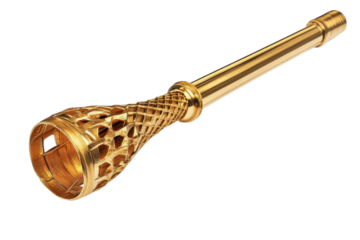 Elegant golden torch with intricate design on a white background showcasing craftsmanship isolated on transparent background