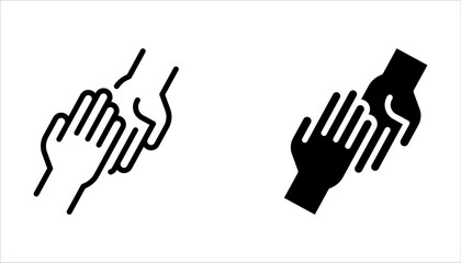 Obraz premium hand help icon set. Gesture, Hand holding hand for help and hope on white background
