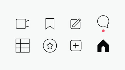A collection of various icons commonly used for interactions on social media platforms.
