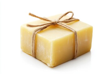 Handcrafted natural soap wrapped in rustic twine, perfect for gifting or personal use isolated on transparent background