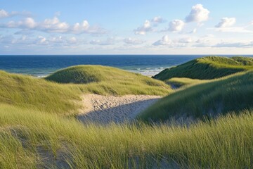 Naklejka premium Scenic Beach House with Ocean View - Peaceful Seaside Retreat