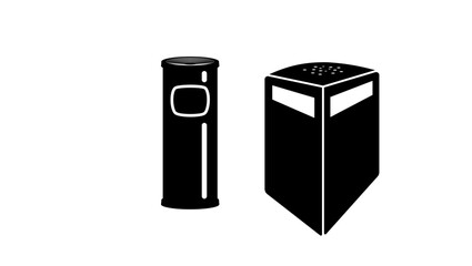 Side Entry Trash Can , black isolated silhouette