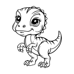 Obraz premium Cute Cartoon Dinosaur: A charming, friendly dinosaur in a playful pose.