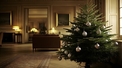 Elegant Christmas Tree in Luxurious Home Interior