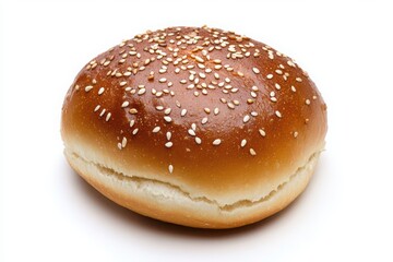 Golden Sesame Seed Burger Buns - Fresh Bakery Bread Isolated on White
