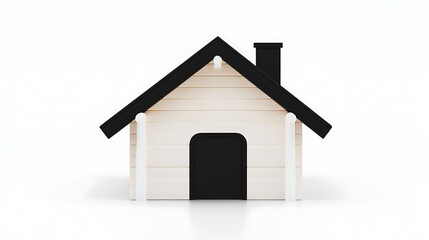 3D Scandinavian-style wooden cabin isolated