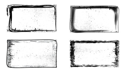 Set of grunge frames.Grunge Large vector film frame texture old with a transparent background.Paintbrush, splash, spray, ink splatter.Grainy abstract square shapes frame. Square gradient noise grain.