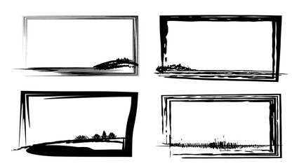 Rectangular retro frames set.Frame Grainy abstract square shapes frame.Square gradient noise grain vector textures.Noise grain frame for photos, dirty, texture for your design.