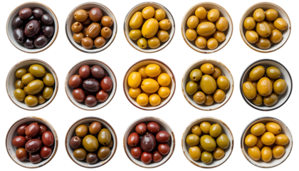 Assorted olives in bowls