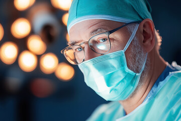 Skilled surgeon preparing for a complex operation in a modern hospital