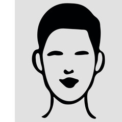 Cartoon portrait of a smiling man with a funny expression, featuring black hair, big eyes, and a playful monster-like character design, perfect for Halloween or comic illustrations