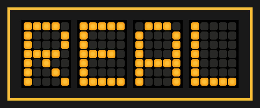 Orange color led banner in word real on black background