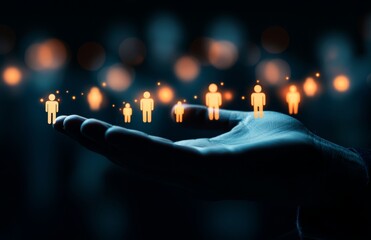 The concept of marketing involves targeting specific customer groups and utilizing digital technology for human recruitment in the field of HR, where a businessman seeks to connect with a community