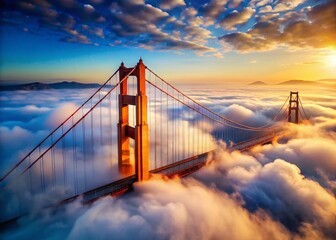 Fototapeta premium Heavenly Golden Gate in Cloudscape: Aerial View of Celestial Entrance