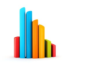 3D bar graph with colored bars for profits isolated