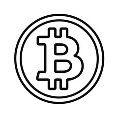 Bitcoin logo outline symbol on plain background  