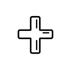 Obraz premium Minimalist black plus sign on a white background 