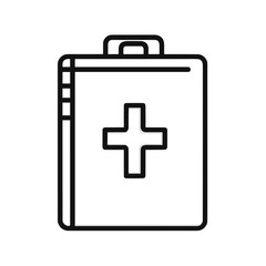 Obraz premium Medical first aid kit icon in simple line design 