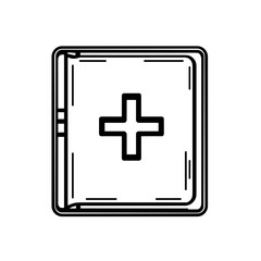 Obraz premium Medical book with cross symbol on white background 