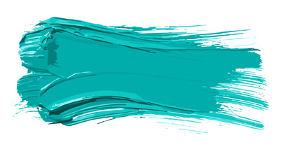 Vibrant teal brush stroke on white background  