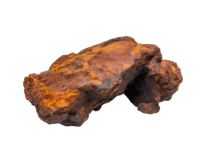 Isolated Brown Iron Ore Stone Chunk on Transparent Background, PNG Image