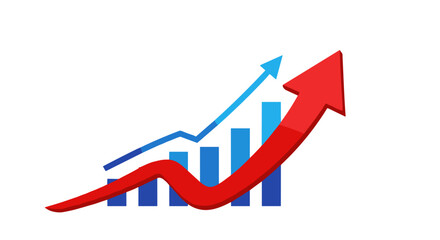Financial growth chart with upward trends in blue and red - Financial growth chart with upward trends in blue and red  