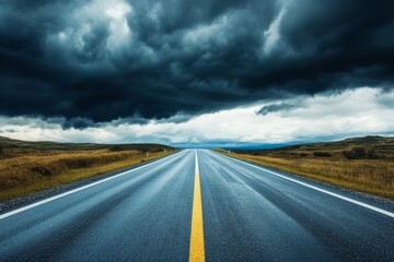 Naklejka premium Stormy Road Through Open Country