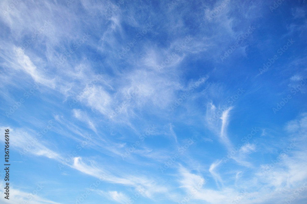 Wall mural beautiful blue sky with soft white clouds for abstract background