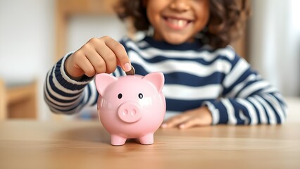 tirelire petite fille avec une pi&egrave;ce