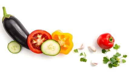 légumes sur fond blanc