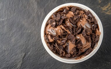 Obraz premium Delicious Chocolate Ice Cream with Chocolate Shavings in Bowl