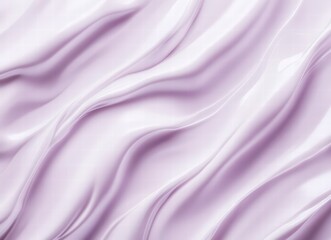 Obraz premium white cosmetic cream texture with soft waves on a light purple background, skincare product close-up, minimalistic beauty concept