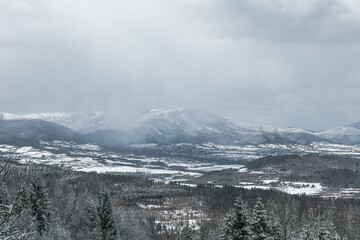  Snowy Mountain Valley under Overcast Sky, Poland 
